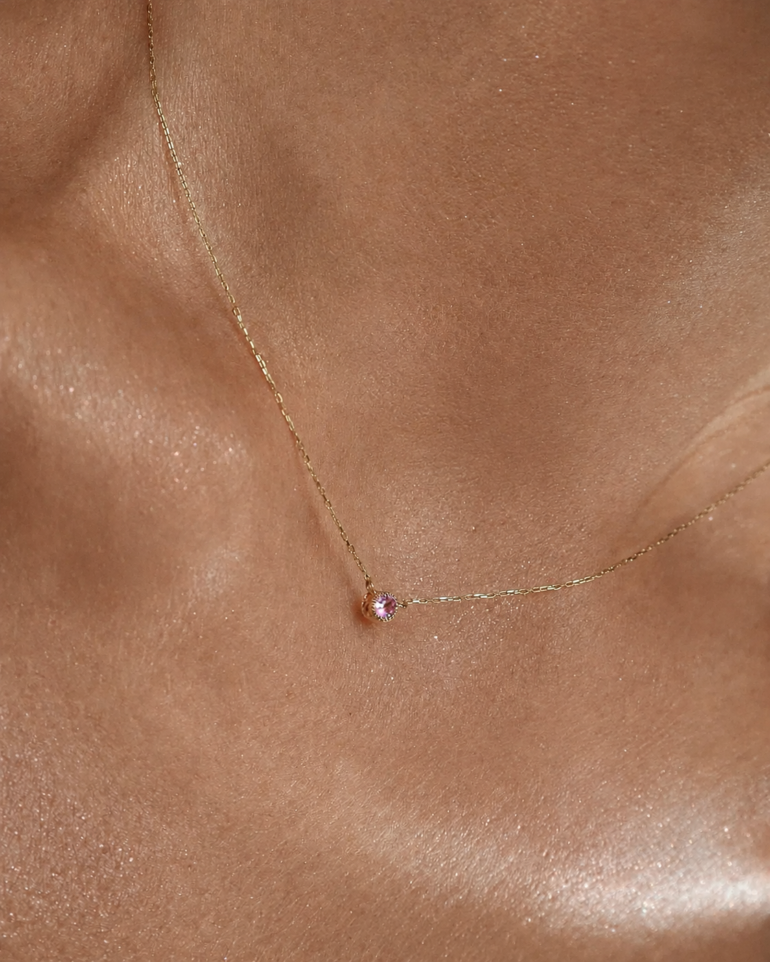 Round pink Gemstone necklace