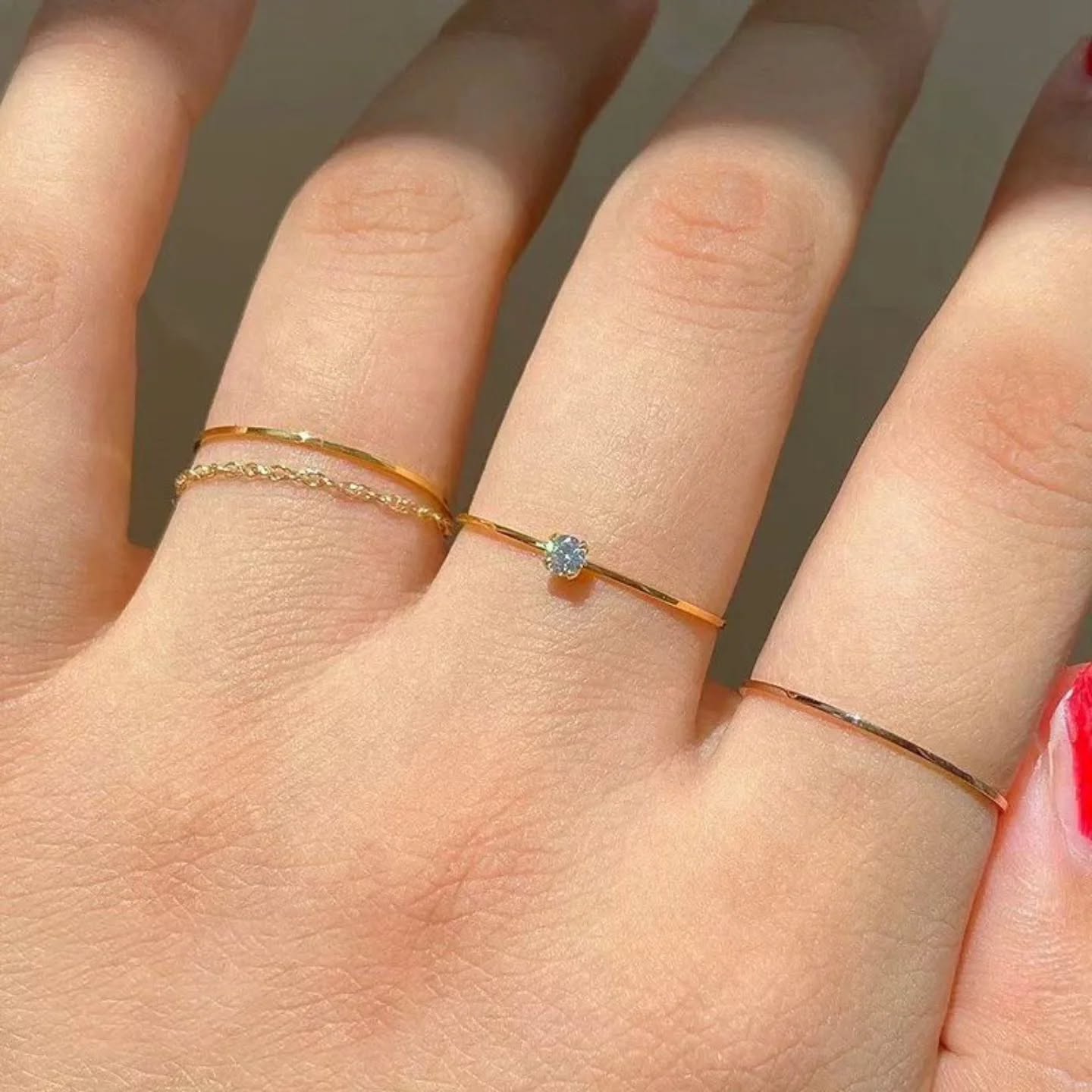 Stack of 4 Solitaire Ring