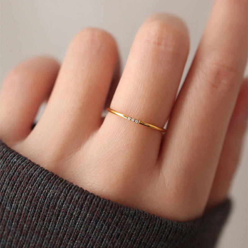 Three Diamond Band Ring
