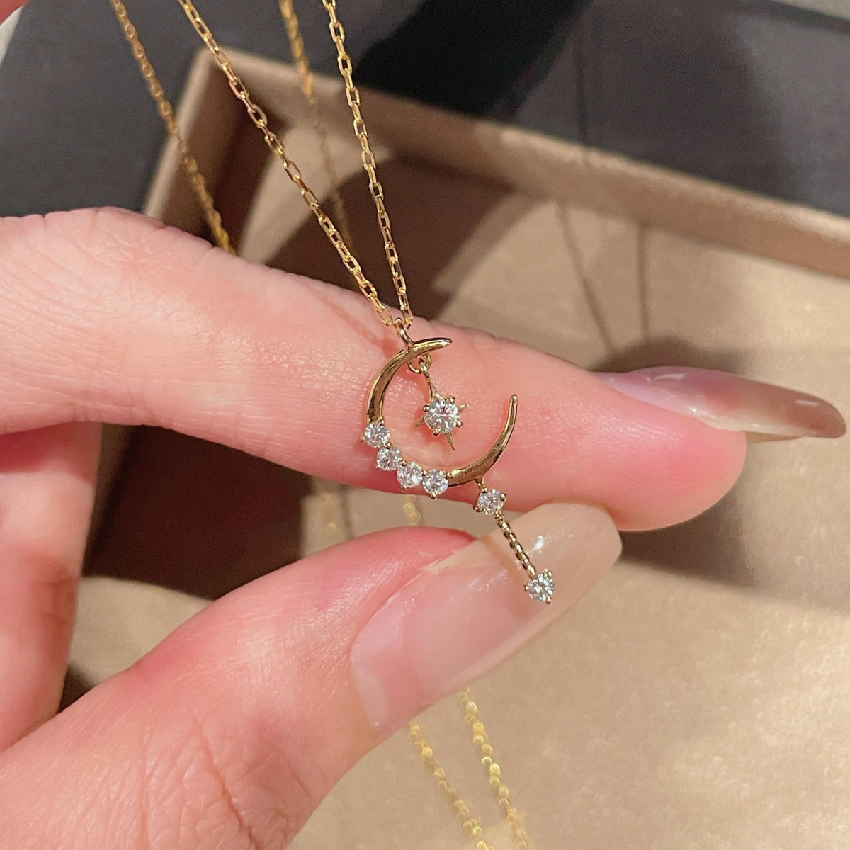 Crescent moon Star Necklace