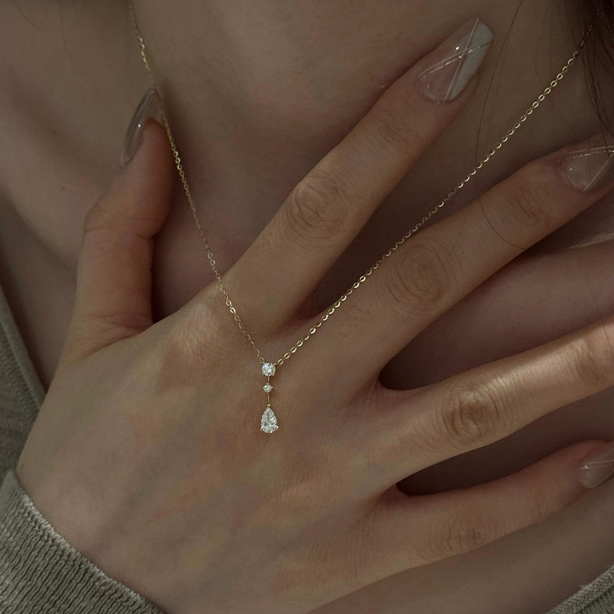 Diamond Pear Drop Necklace