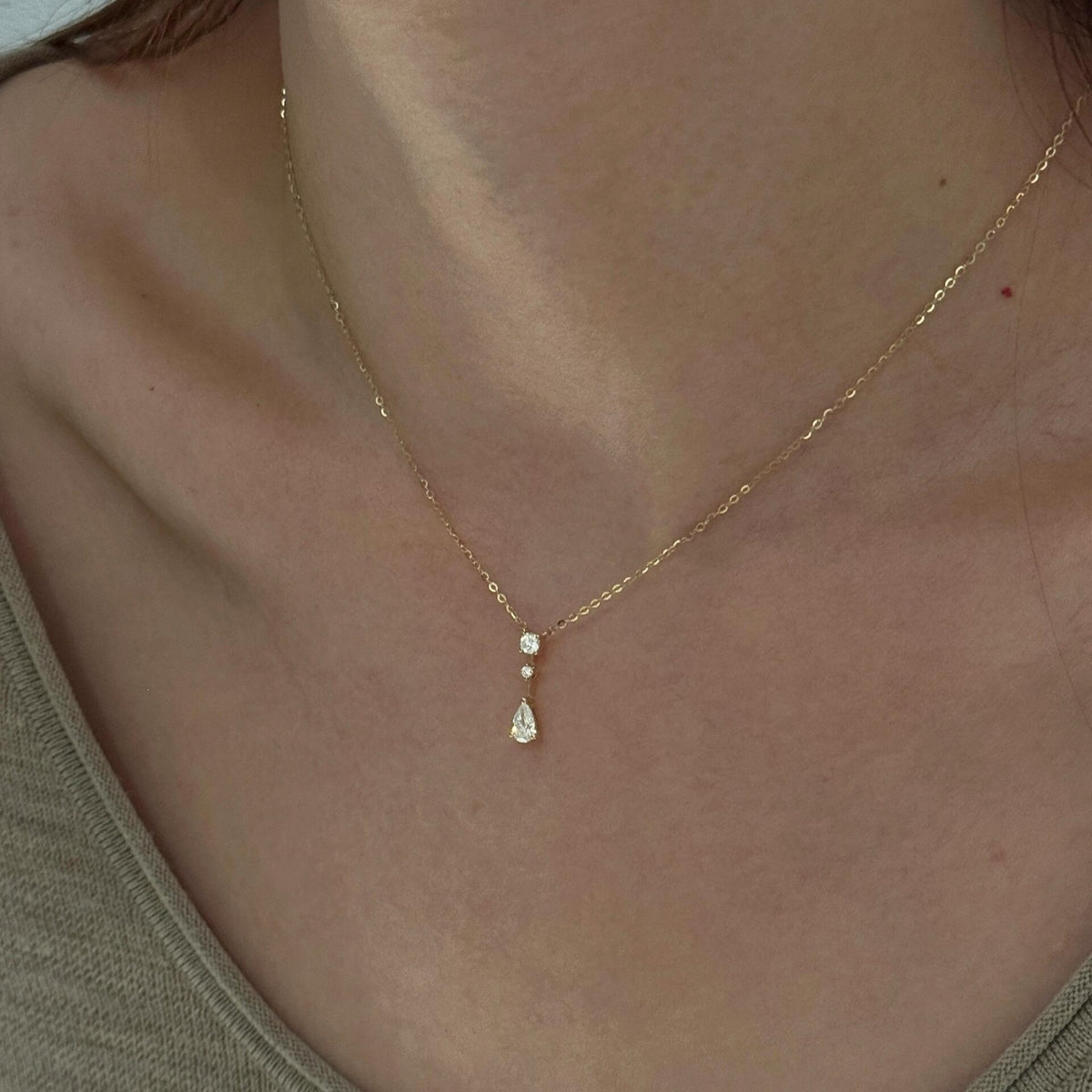 Diamond Pear Drop Necklace