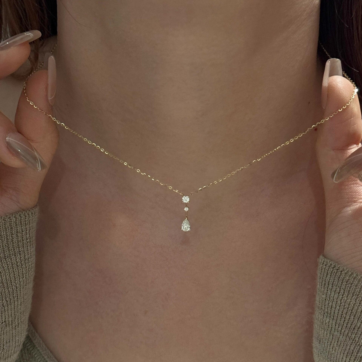 Diamond Pear Drop Necklace