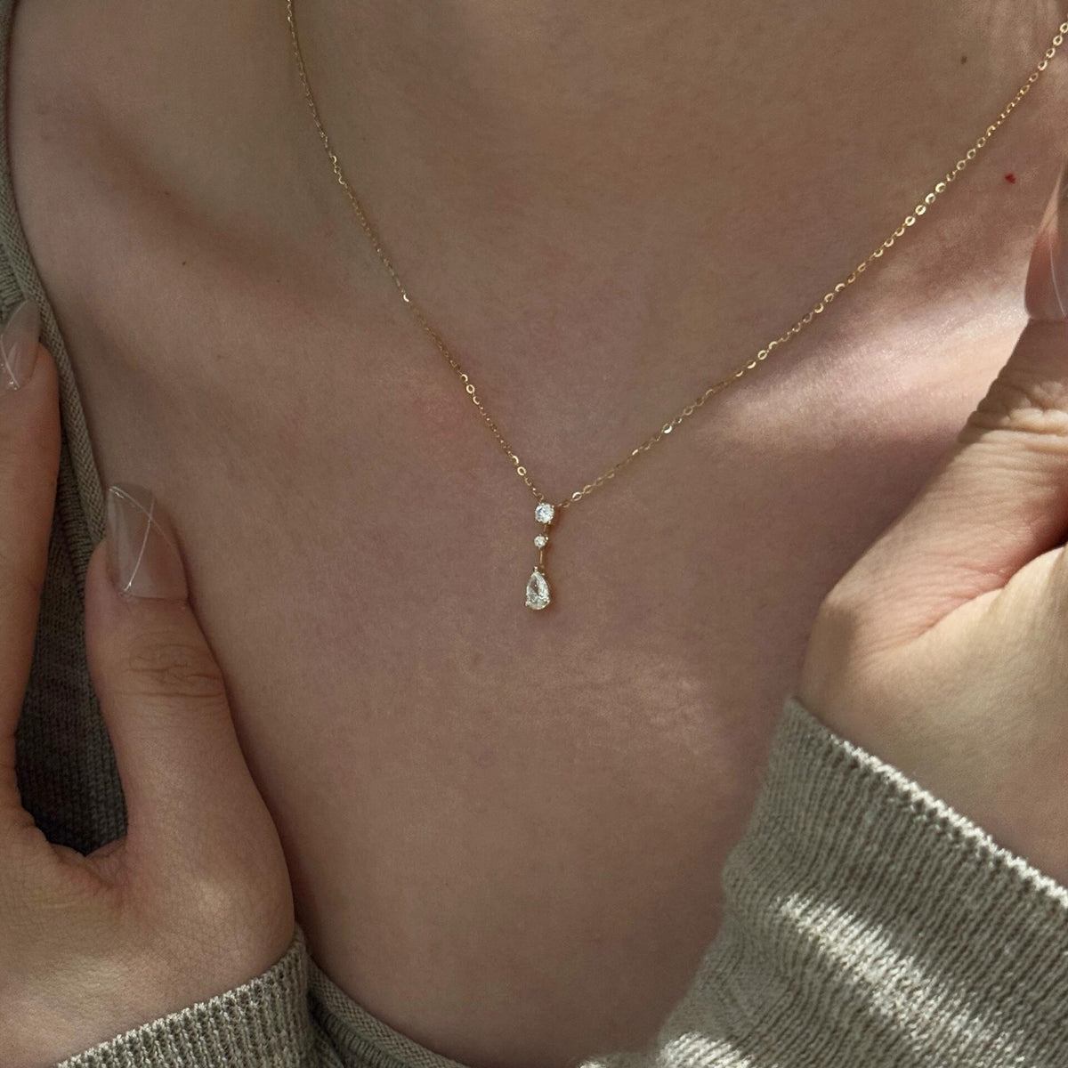 Diamond Pear Drop Necklace