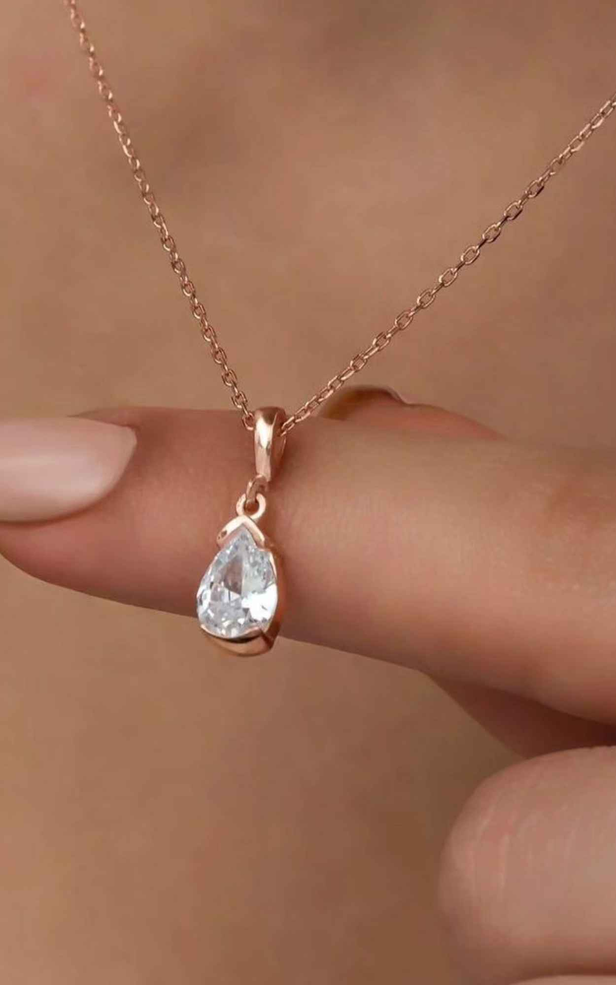 Pear Cut Solitaire Necklace
