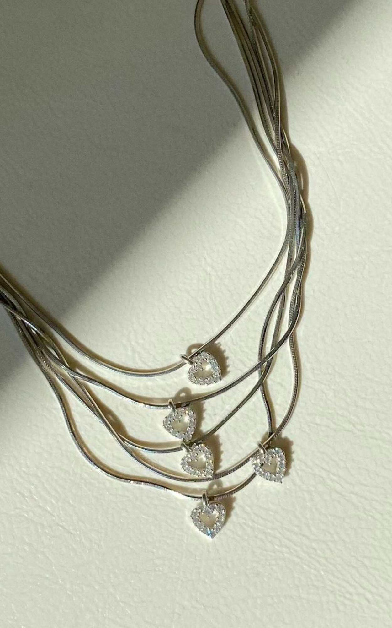 Mini diamantlinje hjerte halskæde