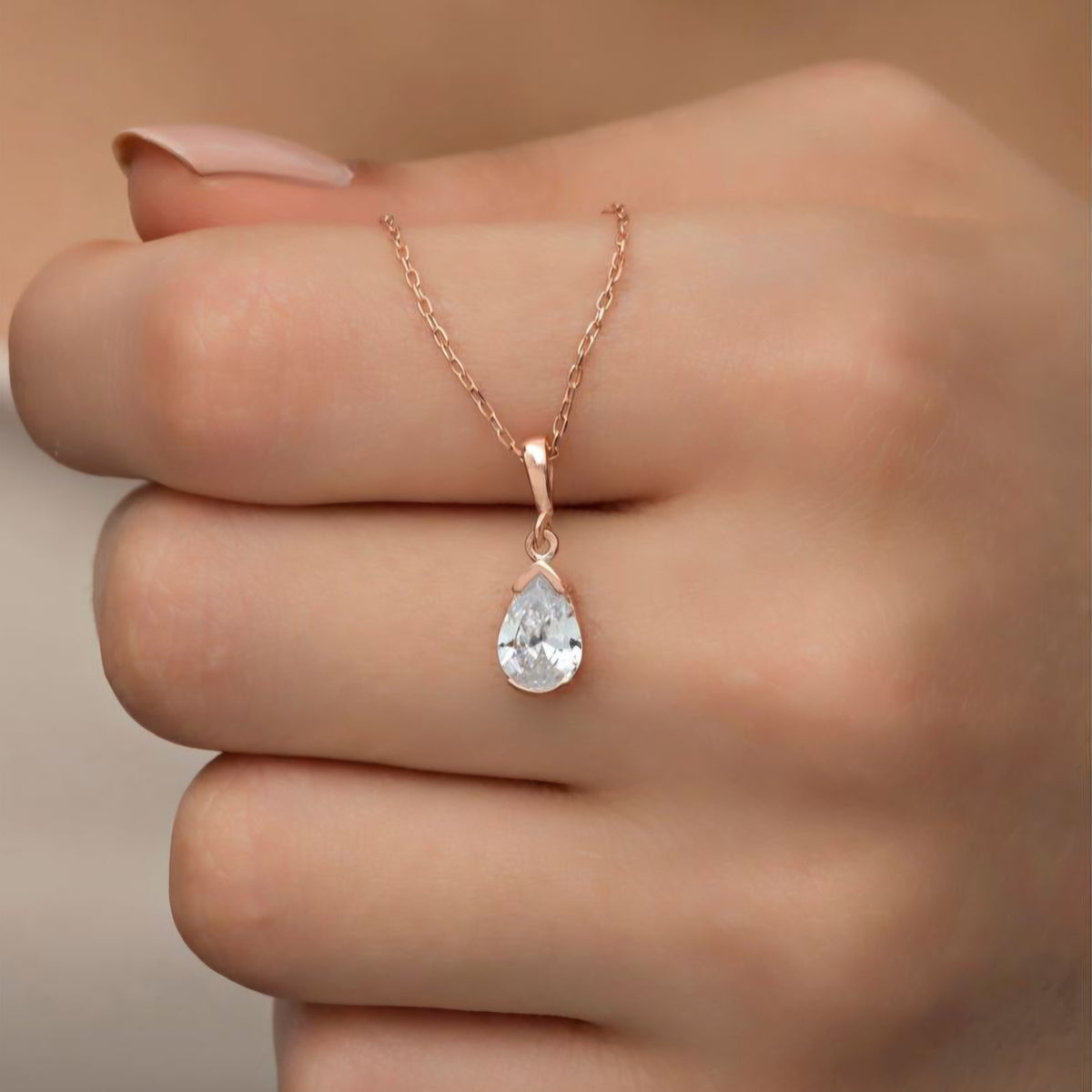 Pear Cut Solitaire Necklace