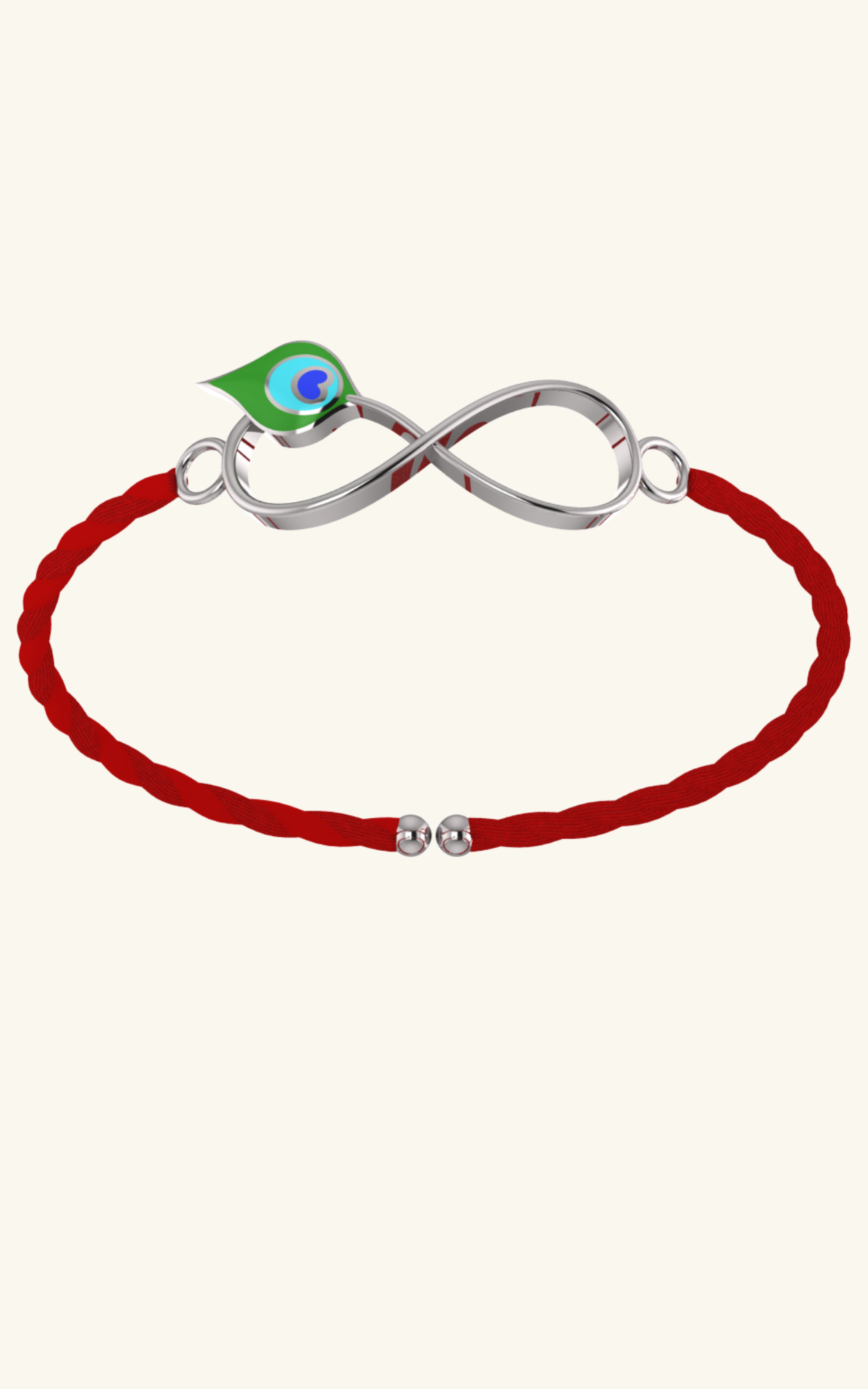 Silver Peacock Feather Rakhi