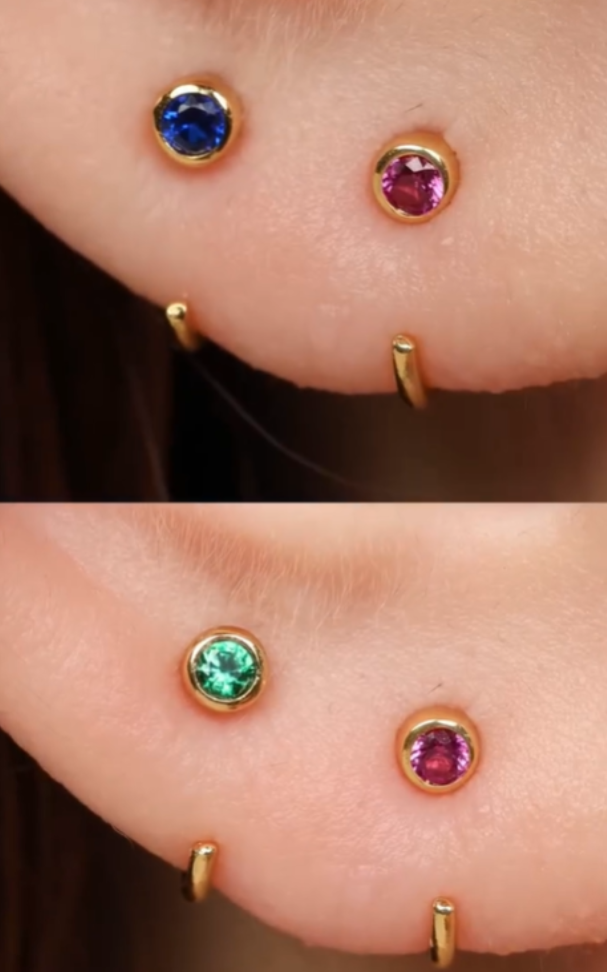 Multicoloured Gemstone Cuff Earrings