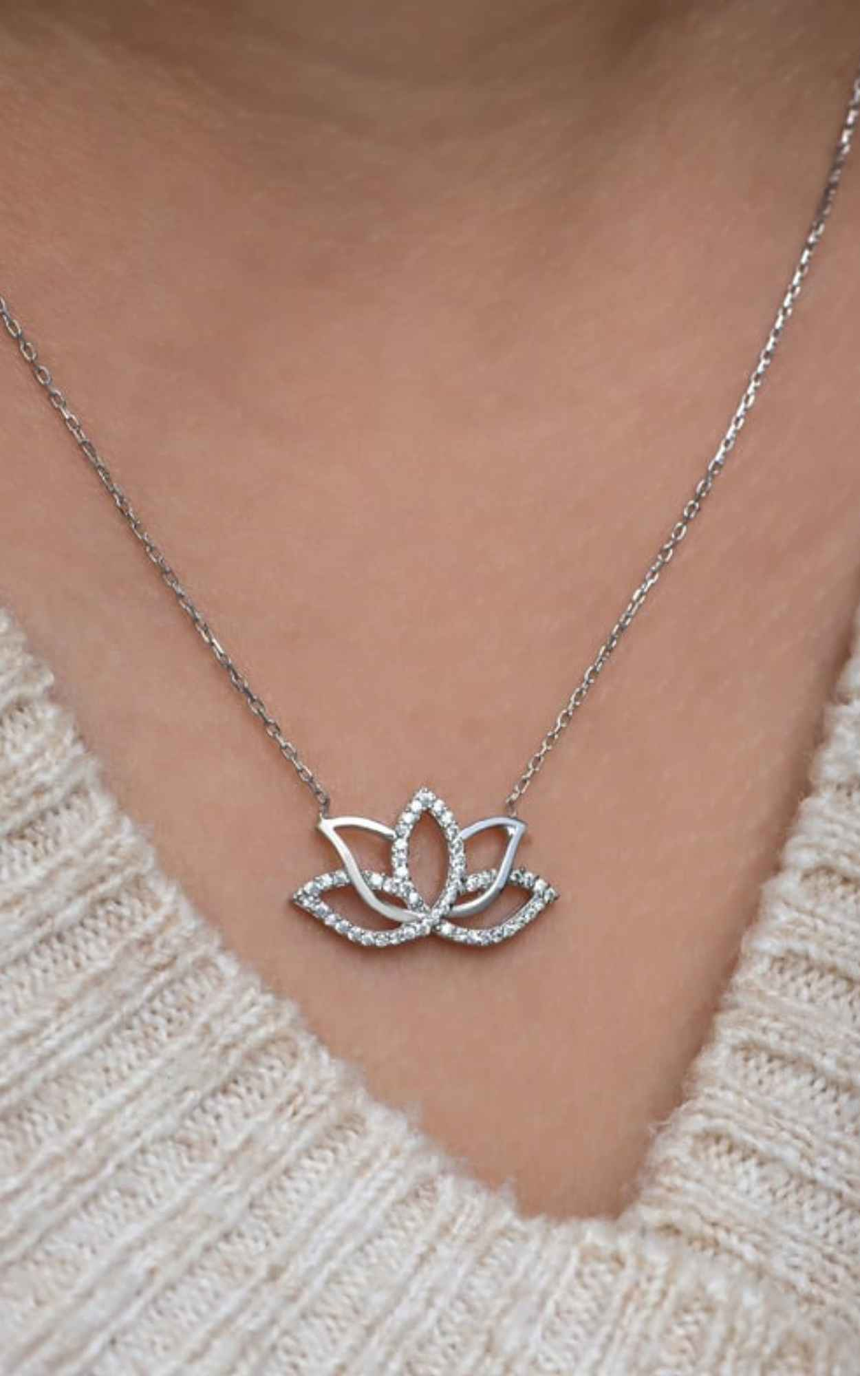 Diamond Lotus Necklace