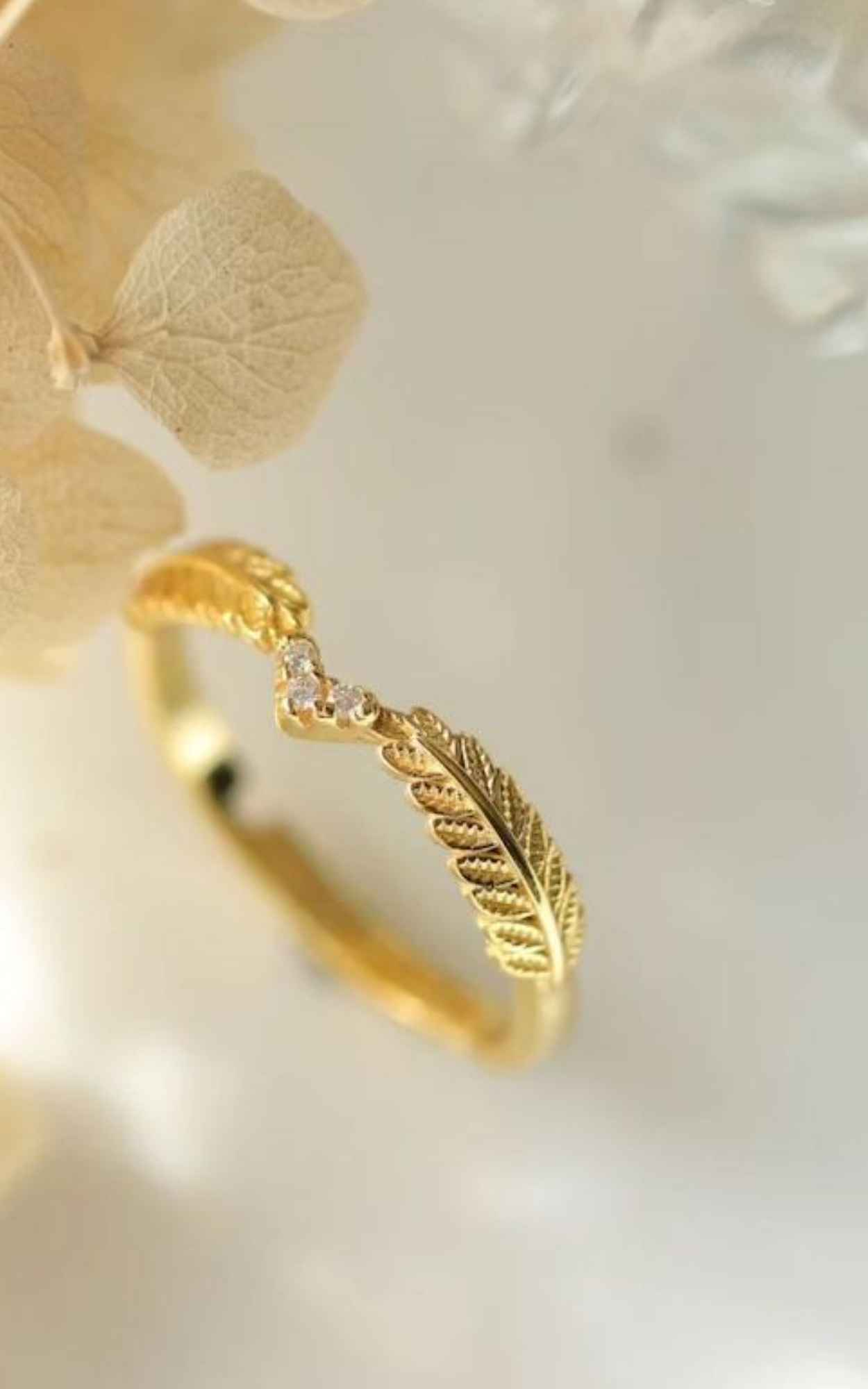 Mini heart Leafy band Ring
