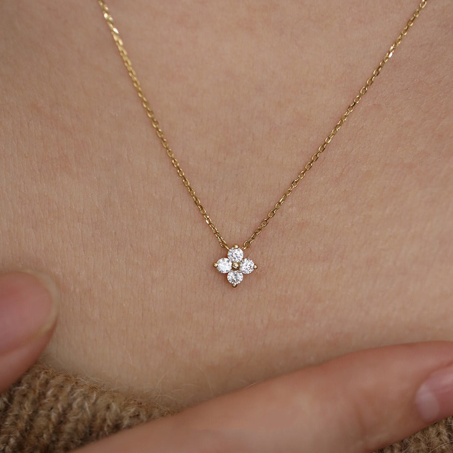 4 Diamond Flower Necklace