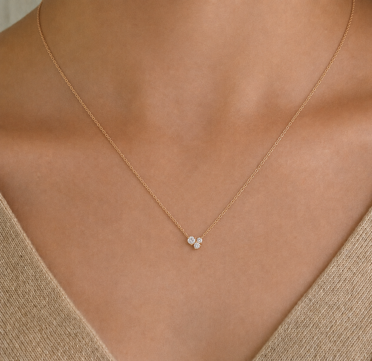 3 asymmetrical Diamond necklace