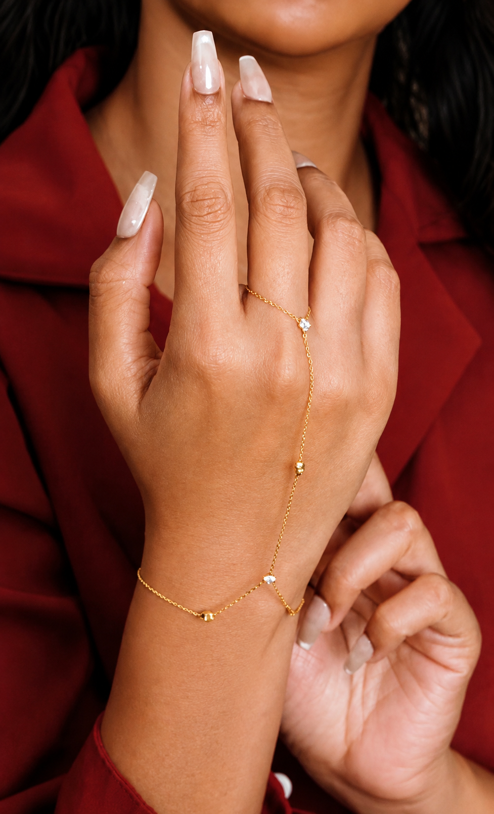 4 Clover Station Ring Chain Bracelet