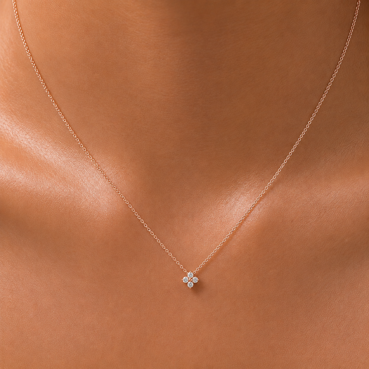 Collier Fleur 4 Diamants