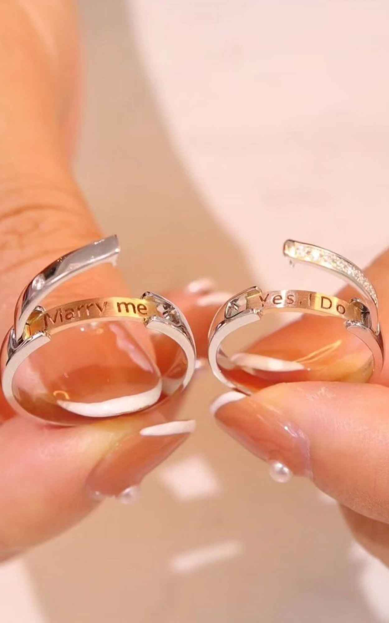 Hidden Message Couple Rings