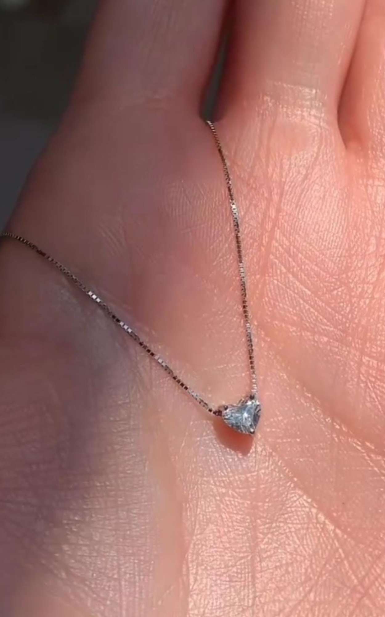 Solitaire Mini Hjerte Halskæde