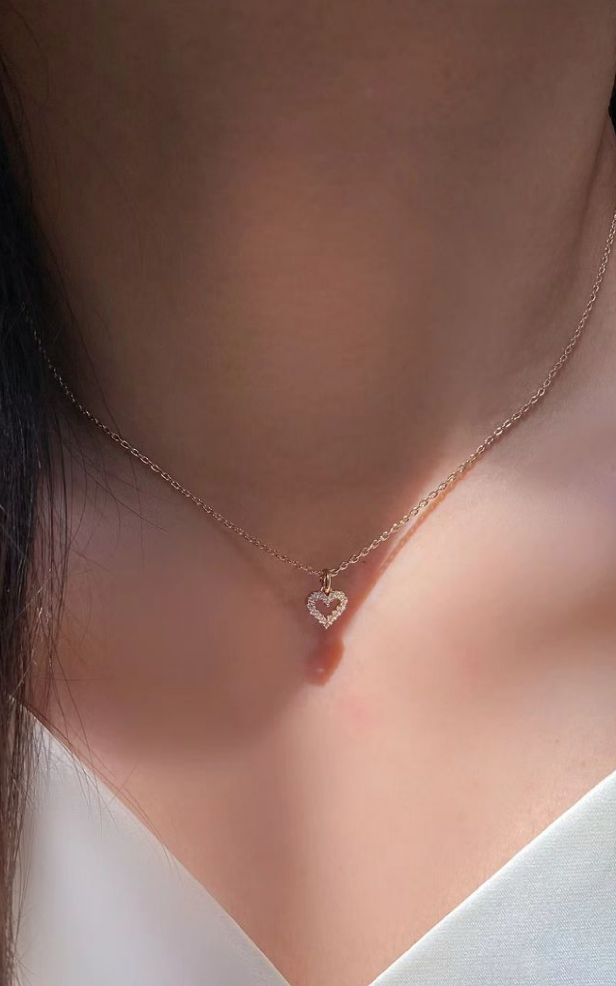 Mini diamantlinje hjerte halskæde