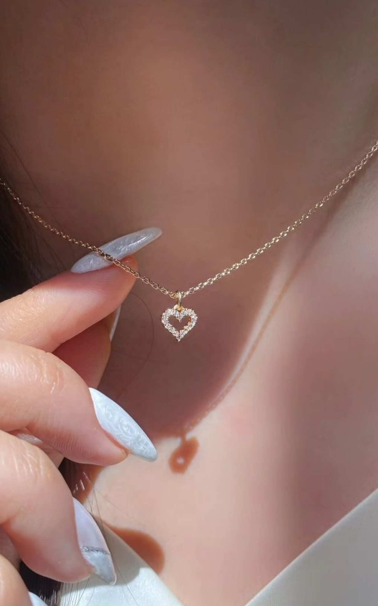 Mini diamantlinje hjerte halskæde