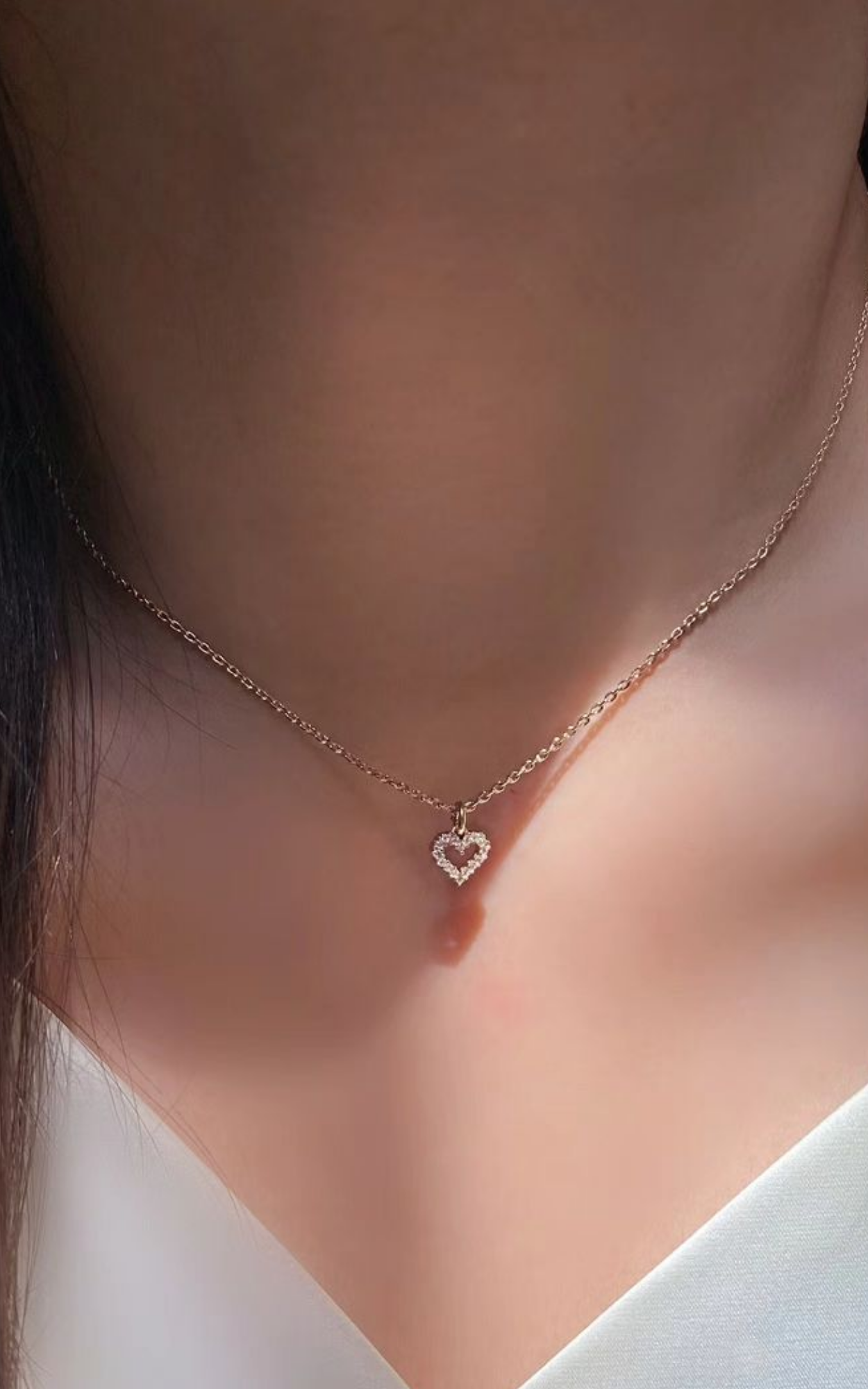 Mini diamantlinje hjerte halskæde