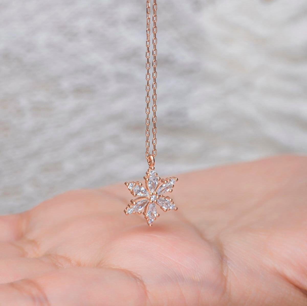 Diamant Marquise Blomsterhalskæde
