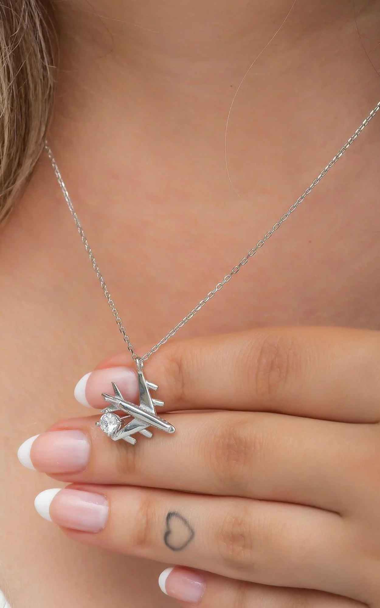 Solitaire Diamond Aircraft Necklace