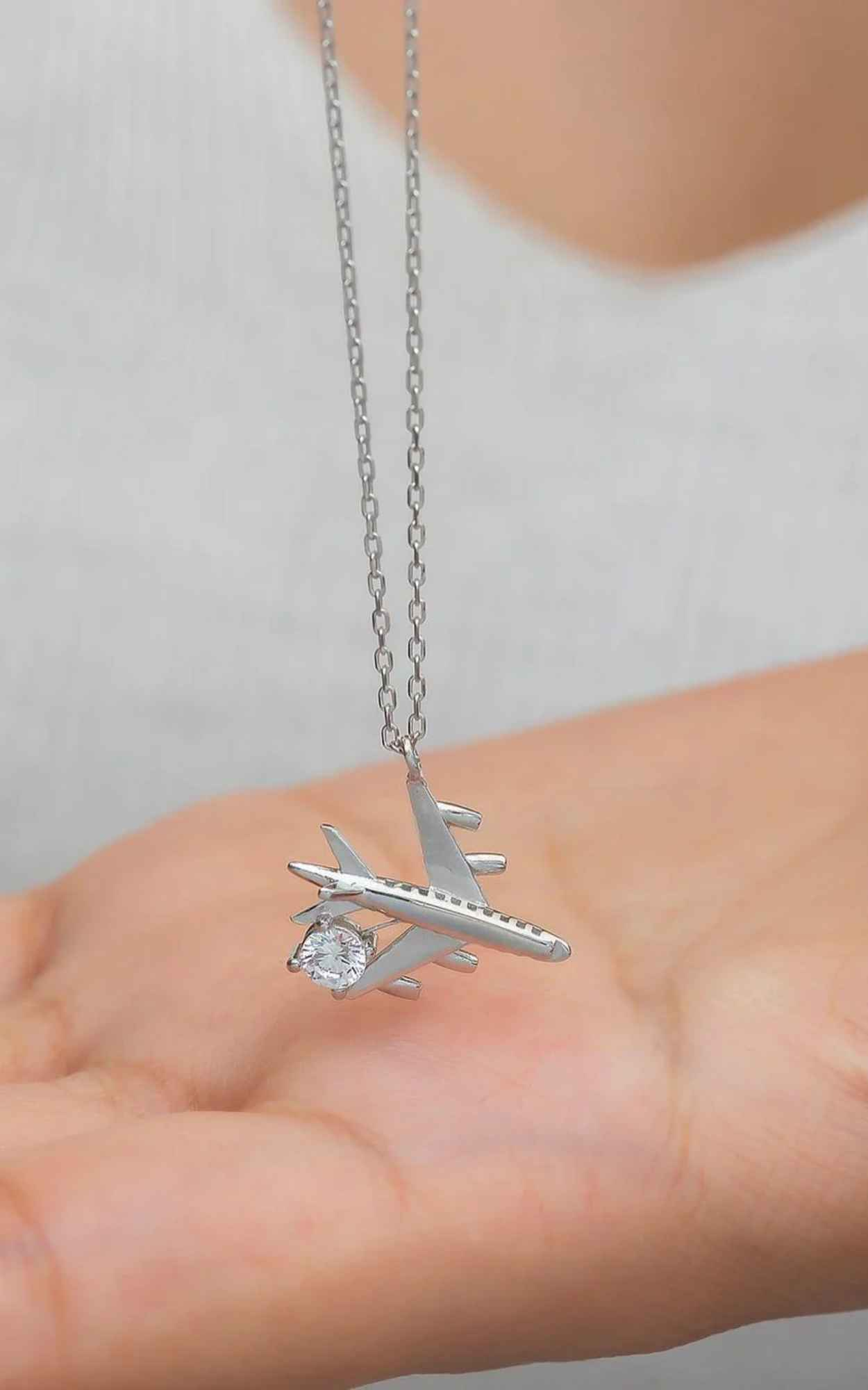 Solitaire Diamond Aircraft Necklace