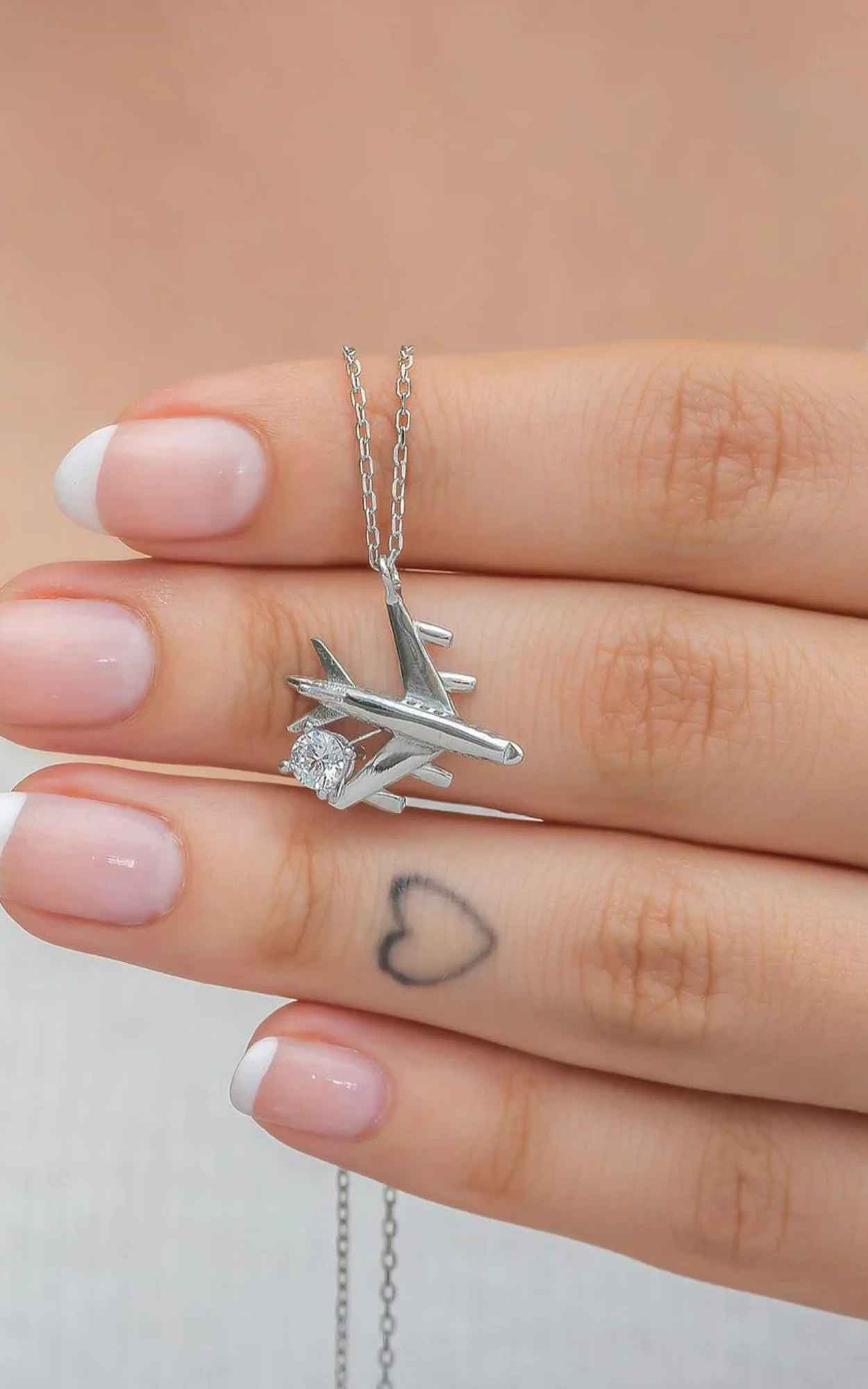 Solitaire Diamond Aircraft Necklace