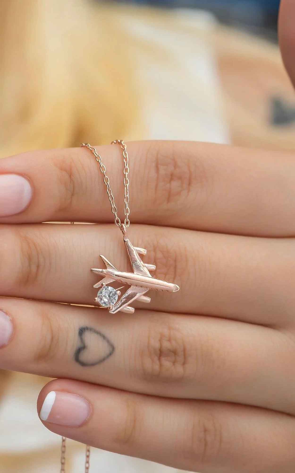 Solitaire Diamond Aircraft Necklace