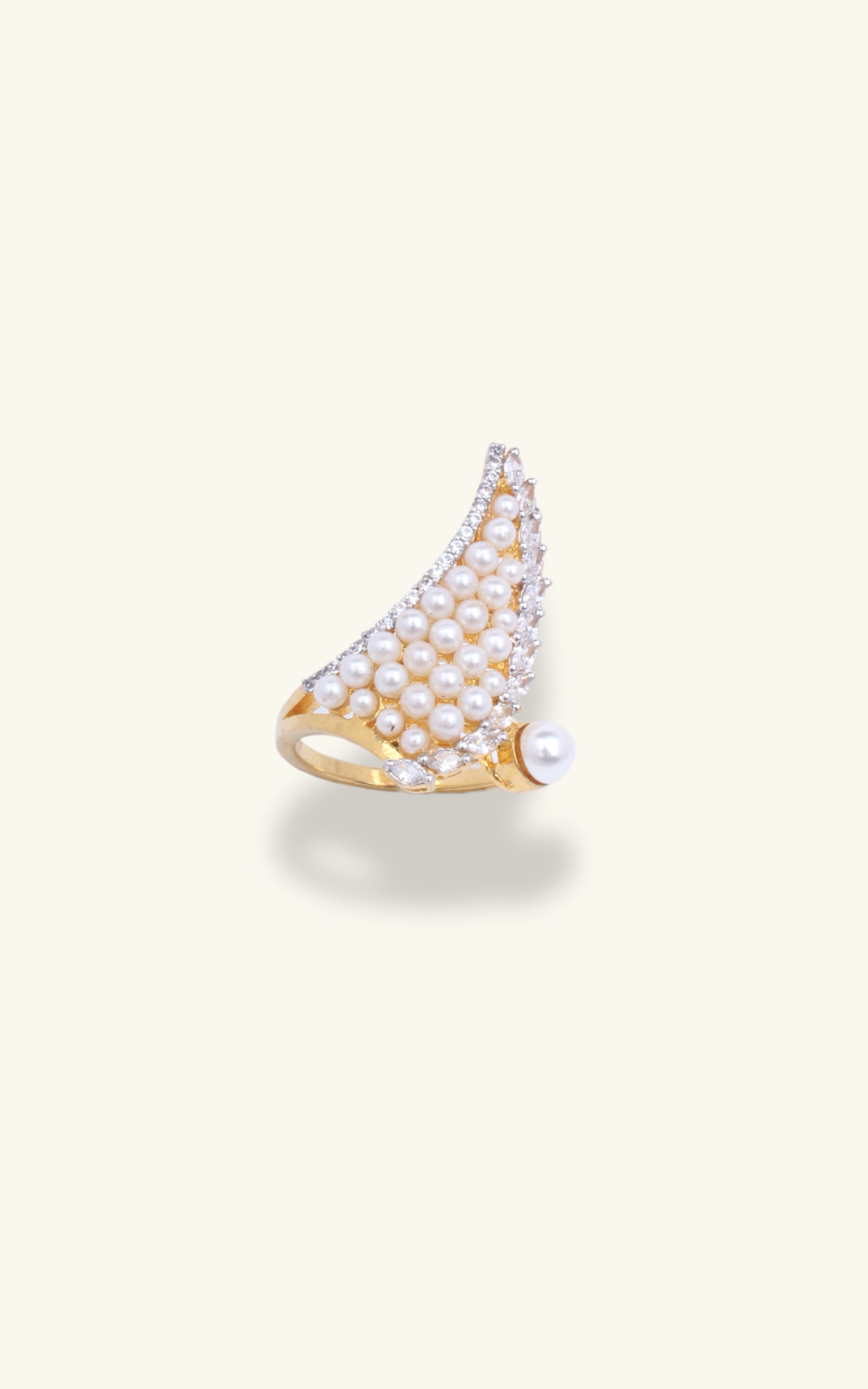 Angel feather pearl ring