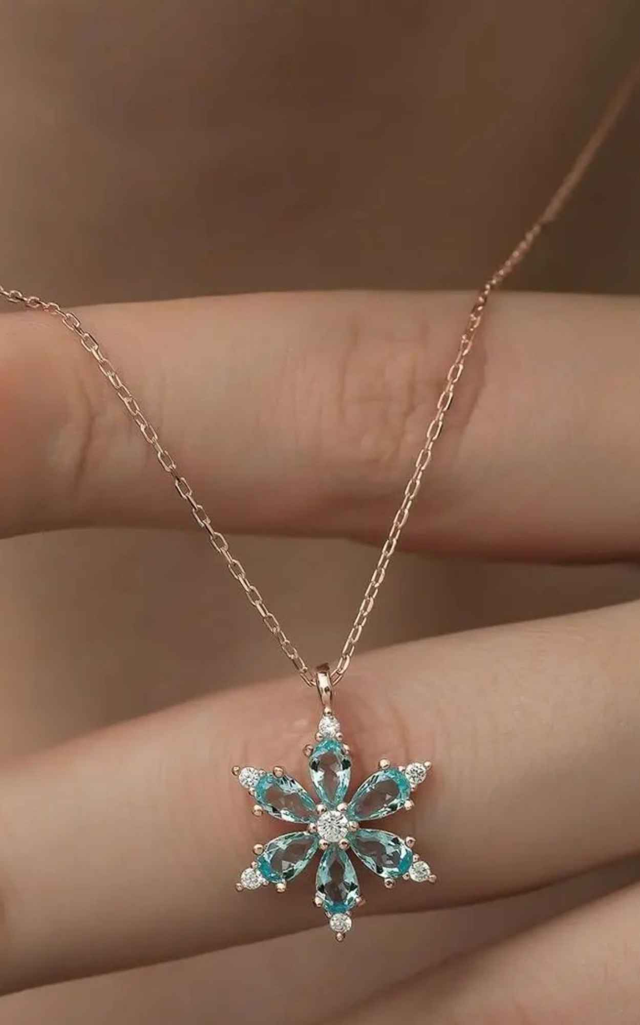 Aquamarine Flower Necklace