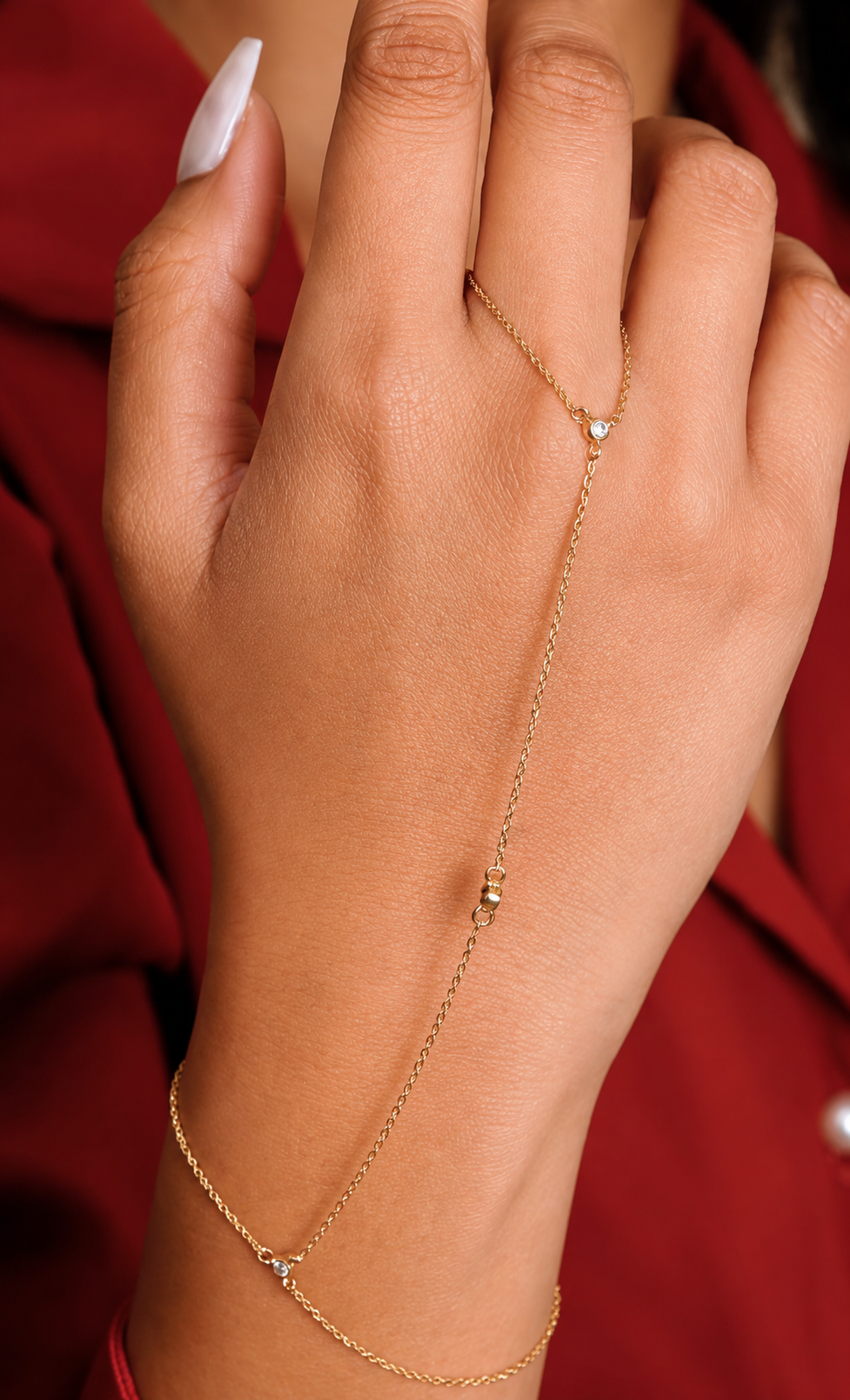 Besel set Diamond ring chain Bracelet