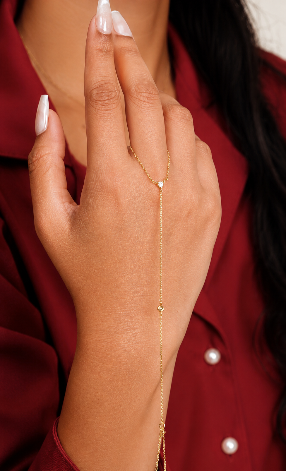 Besel set Diamond ring chain Bracelet