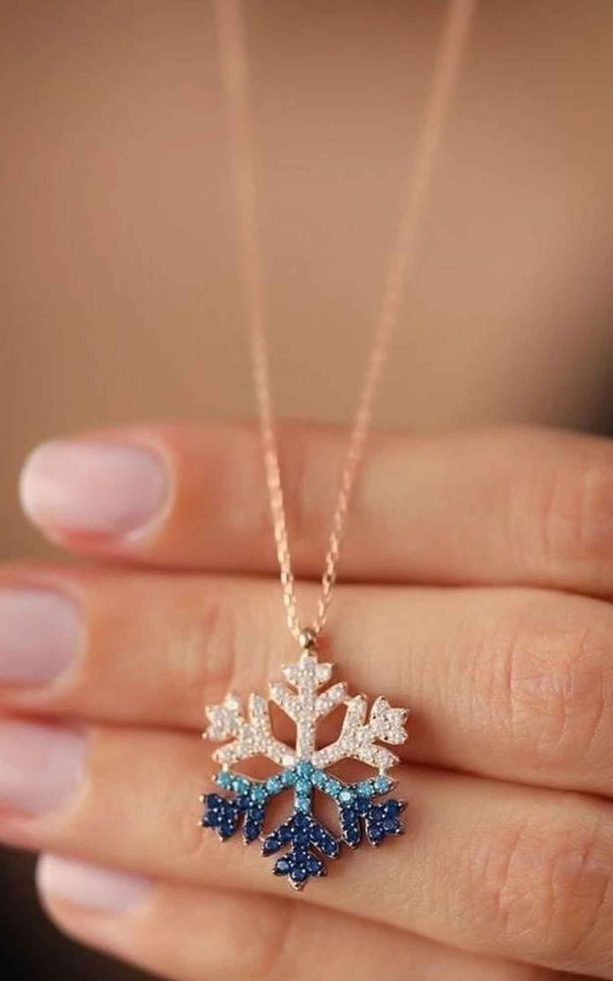 Blue Snowflake Necklace
