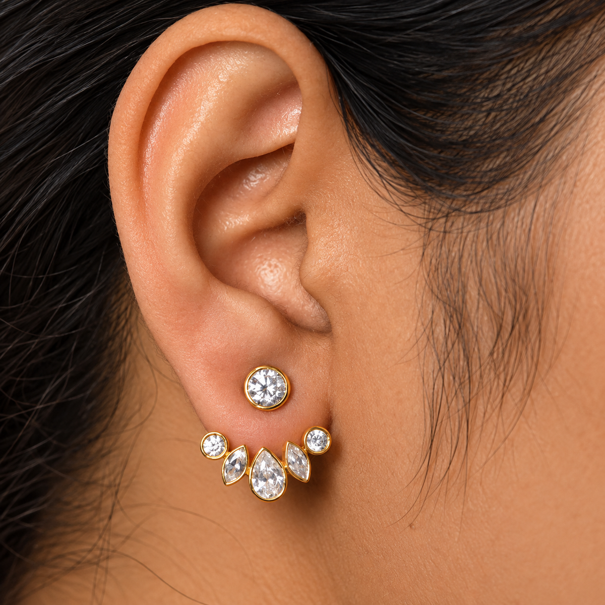 Multishape Diamond Ear Jacket Earring