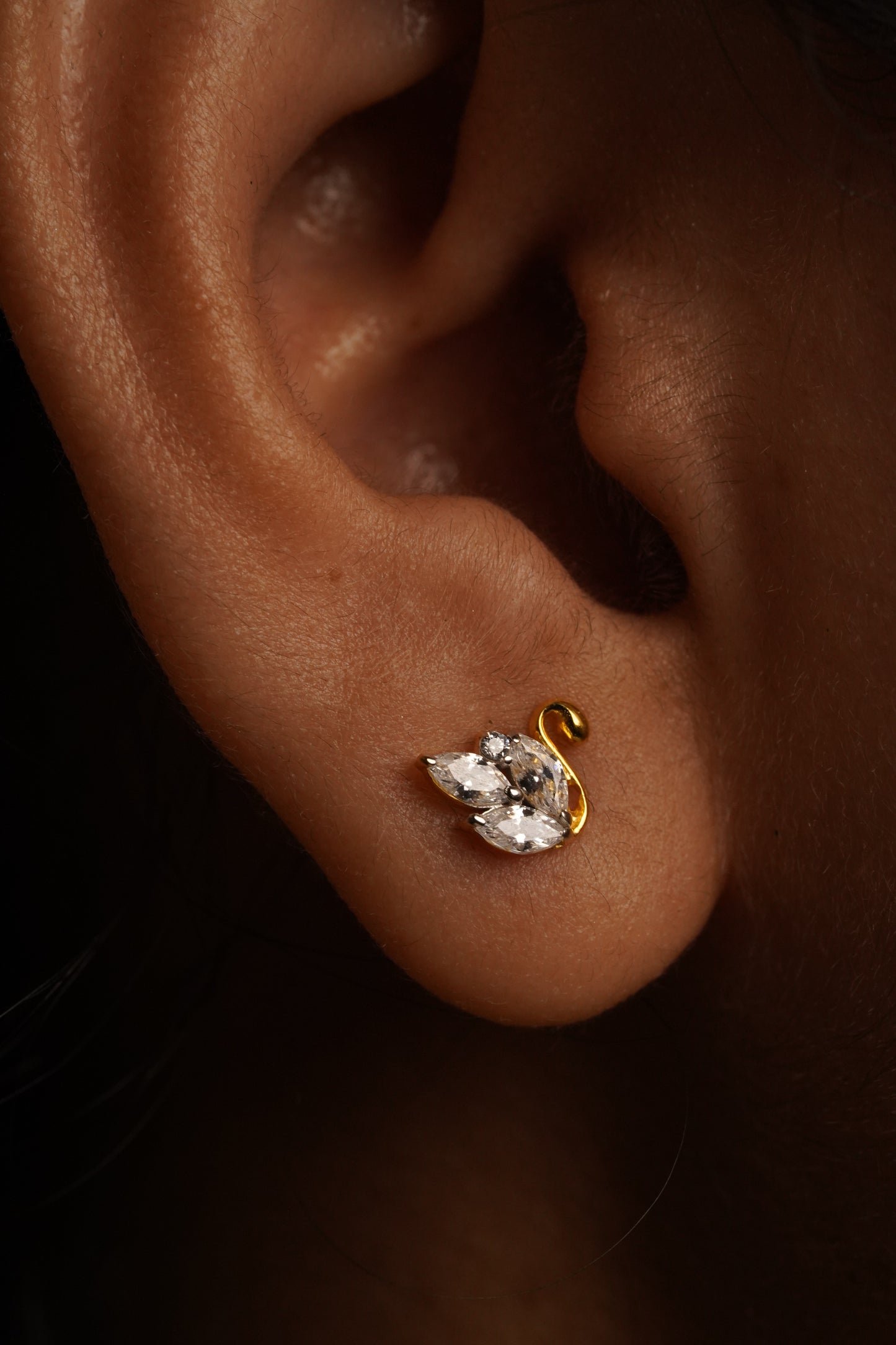 Marquise Swan Stud Earrings