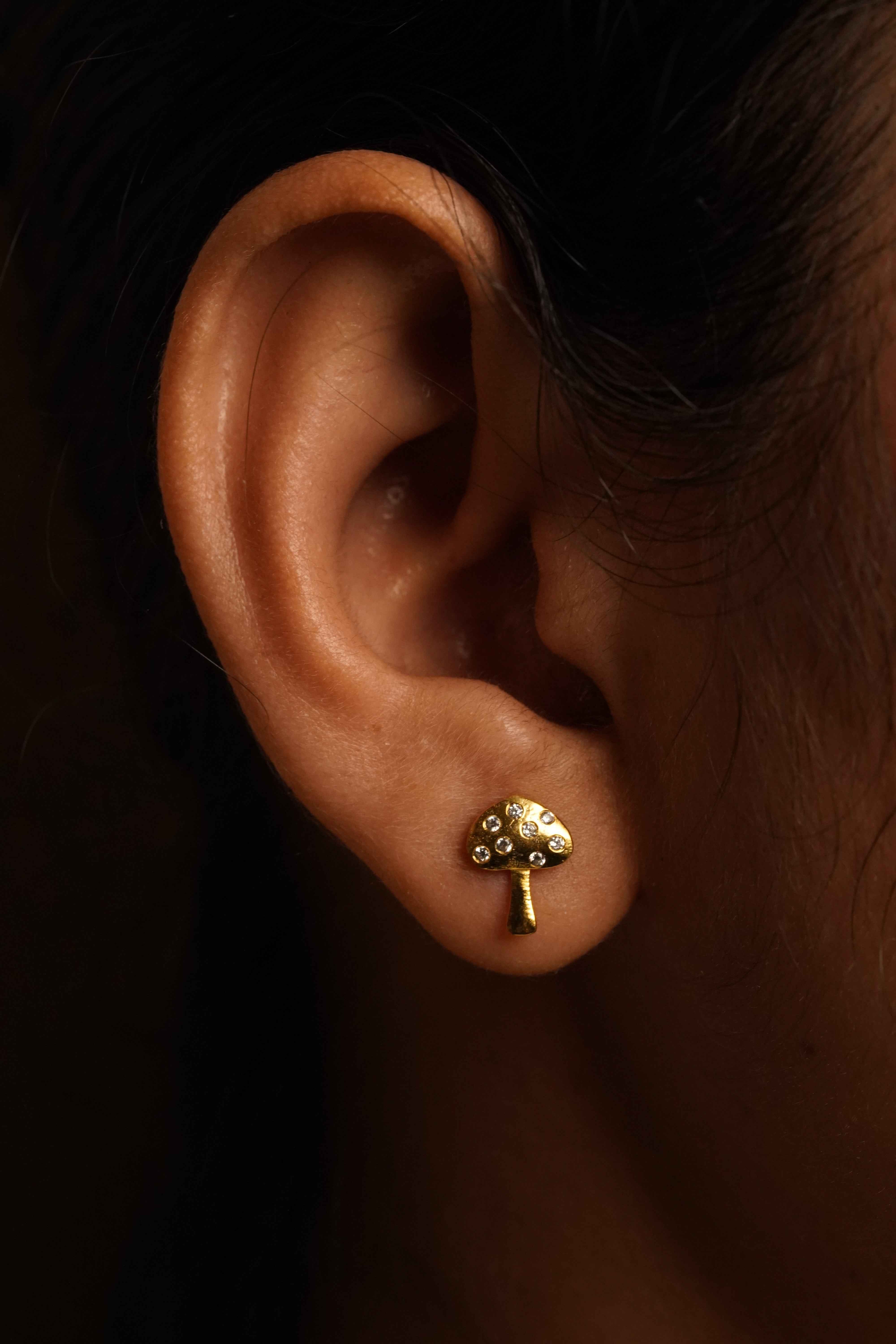 Diamond Mushroom Earrings