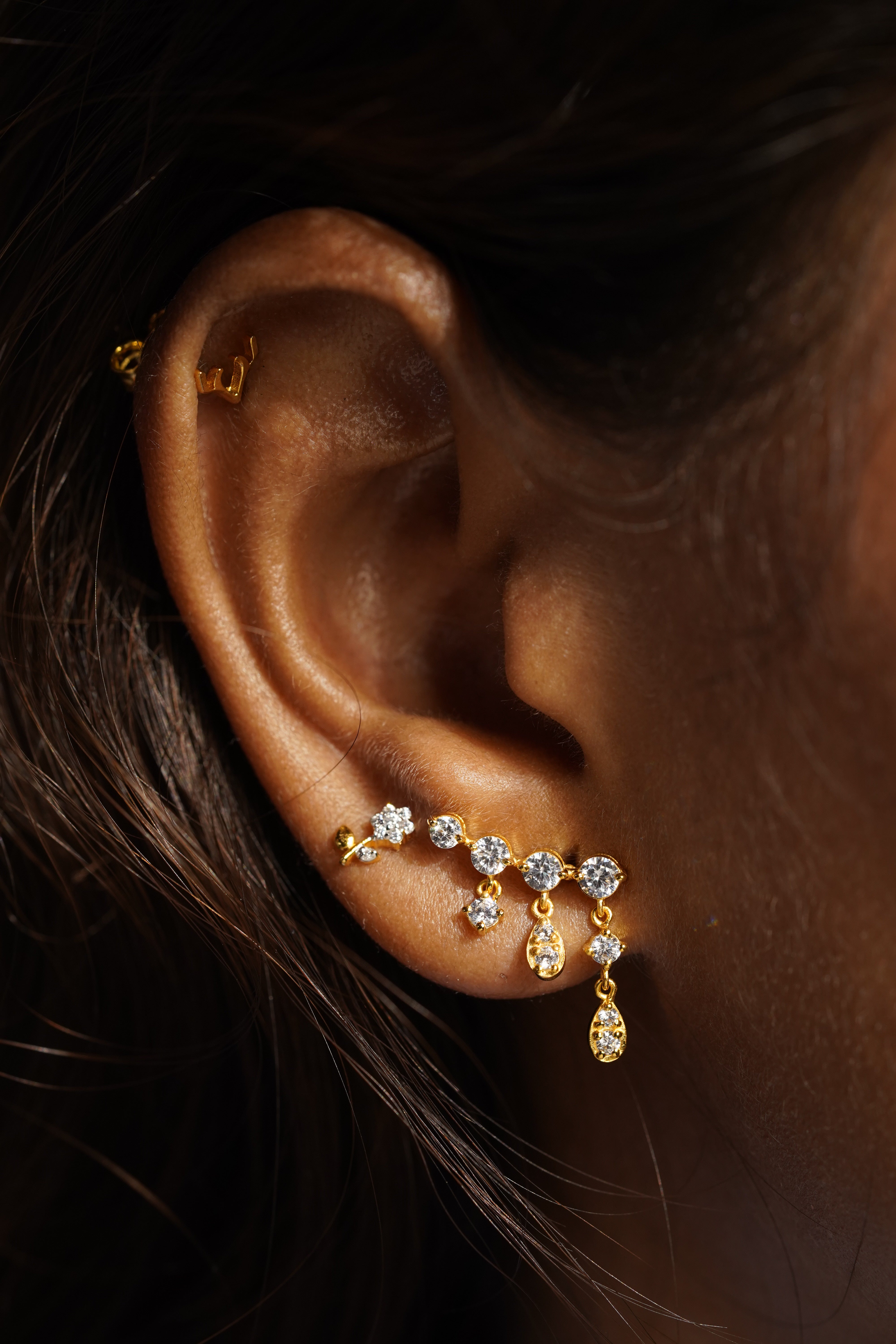 Diamond Drop Ear Climber Earrings