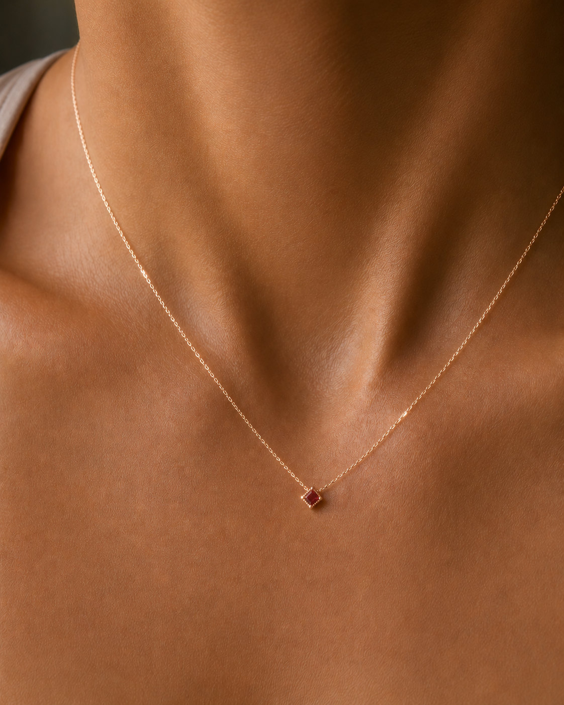 Dainty Pink Gemstone Necklace
