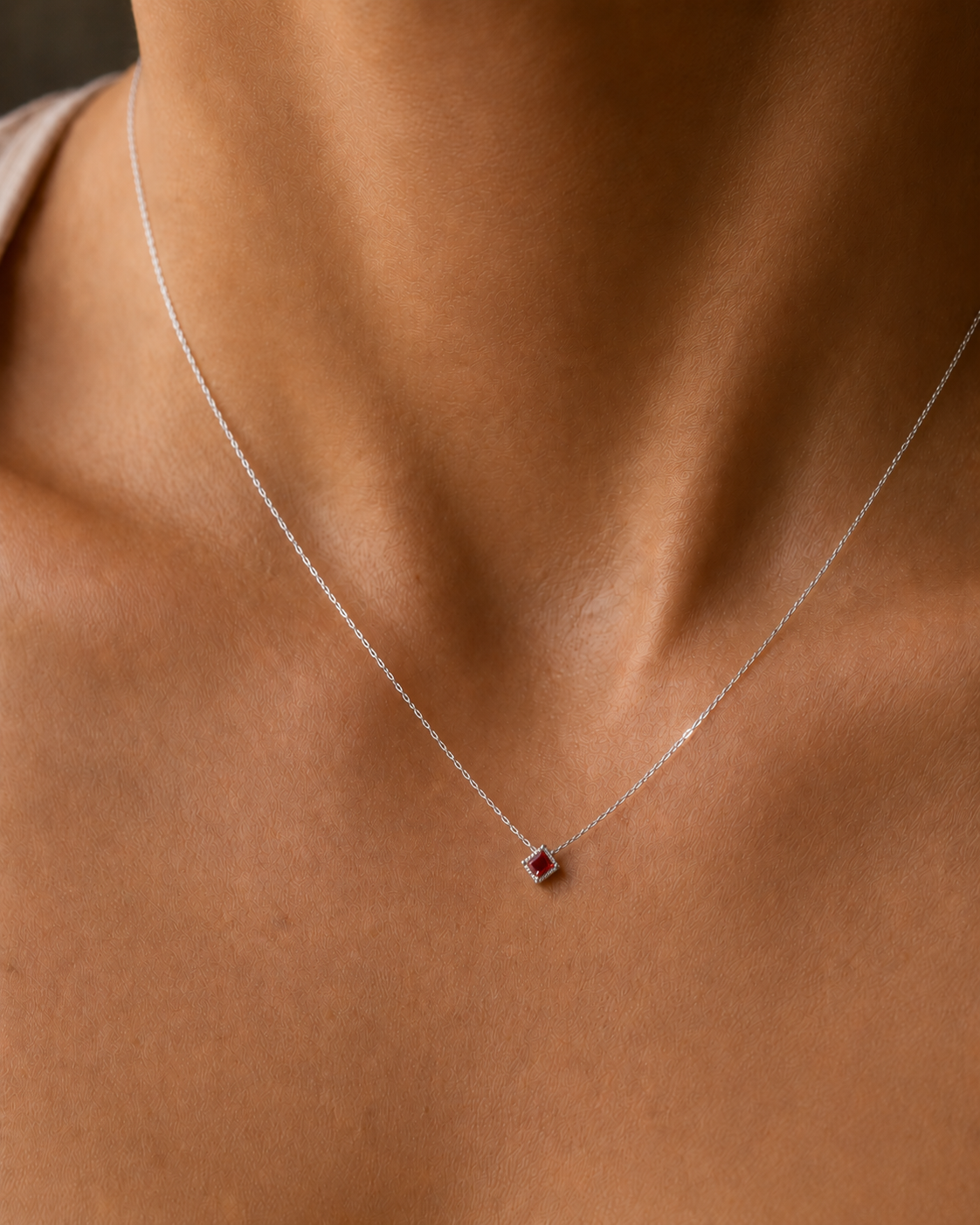 Dainty Pink Gemstone Necklace
