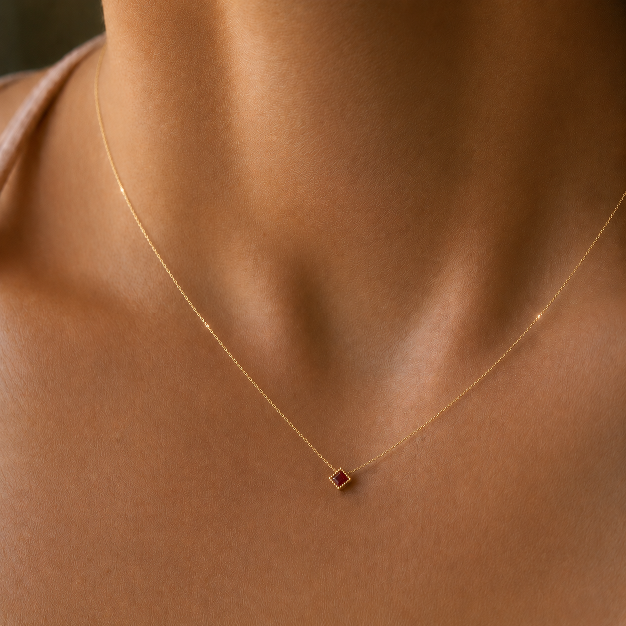 Dainty Pink Gemstone Necklace