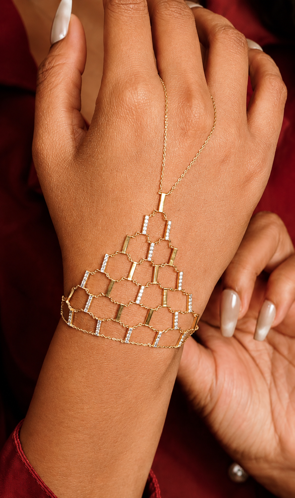 Diamond Net Hand Chain Bracelet