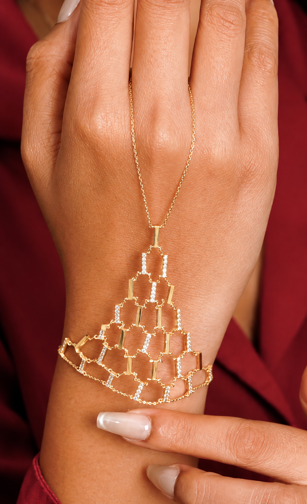 Diamond Net Hand Chain Bracelet