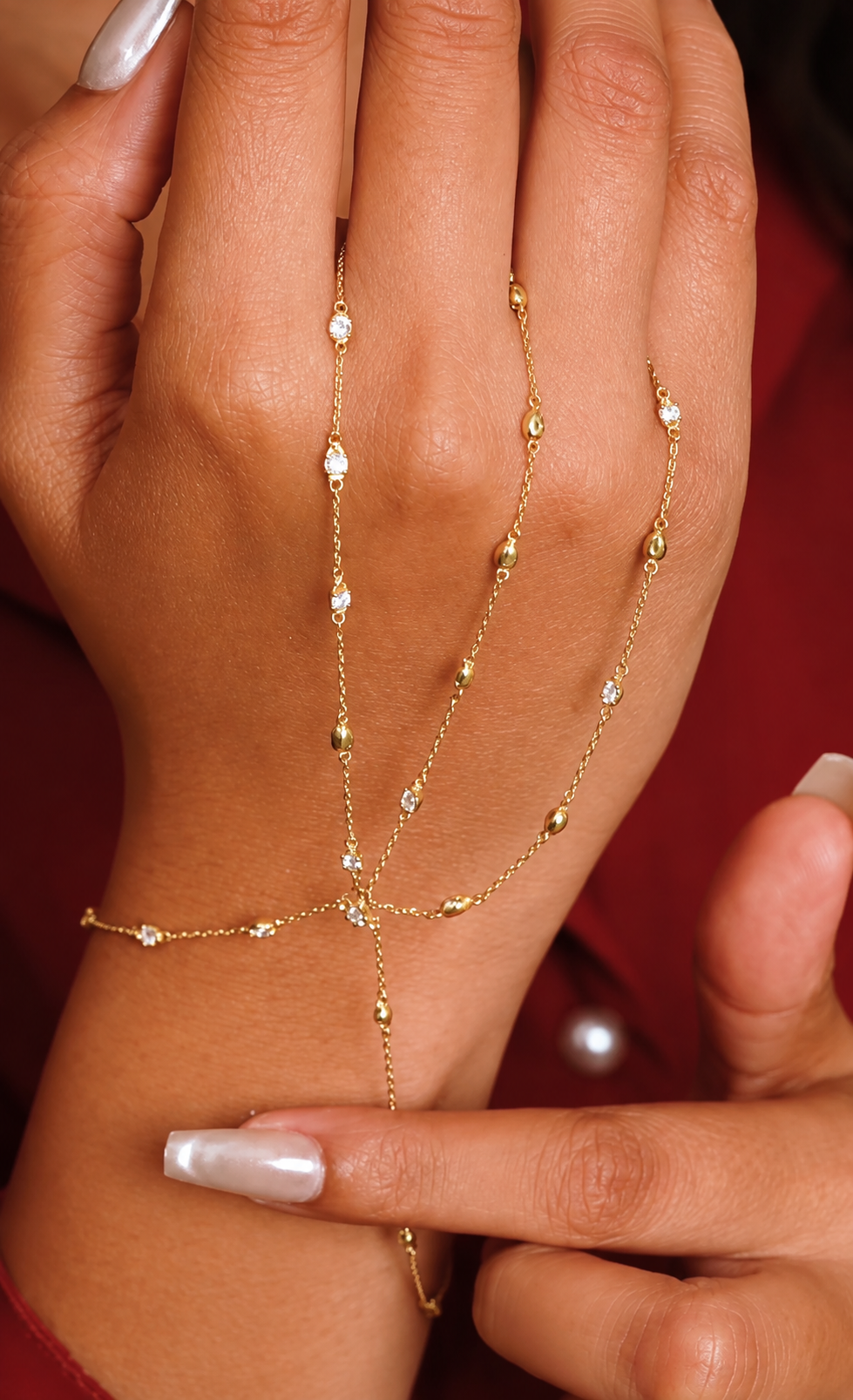 Diamond Line Station Ring Chain Bracelet