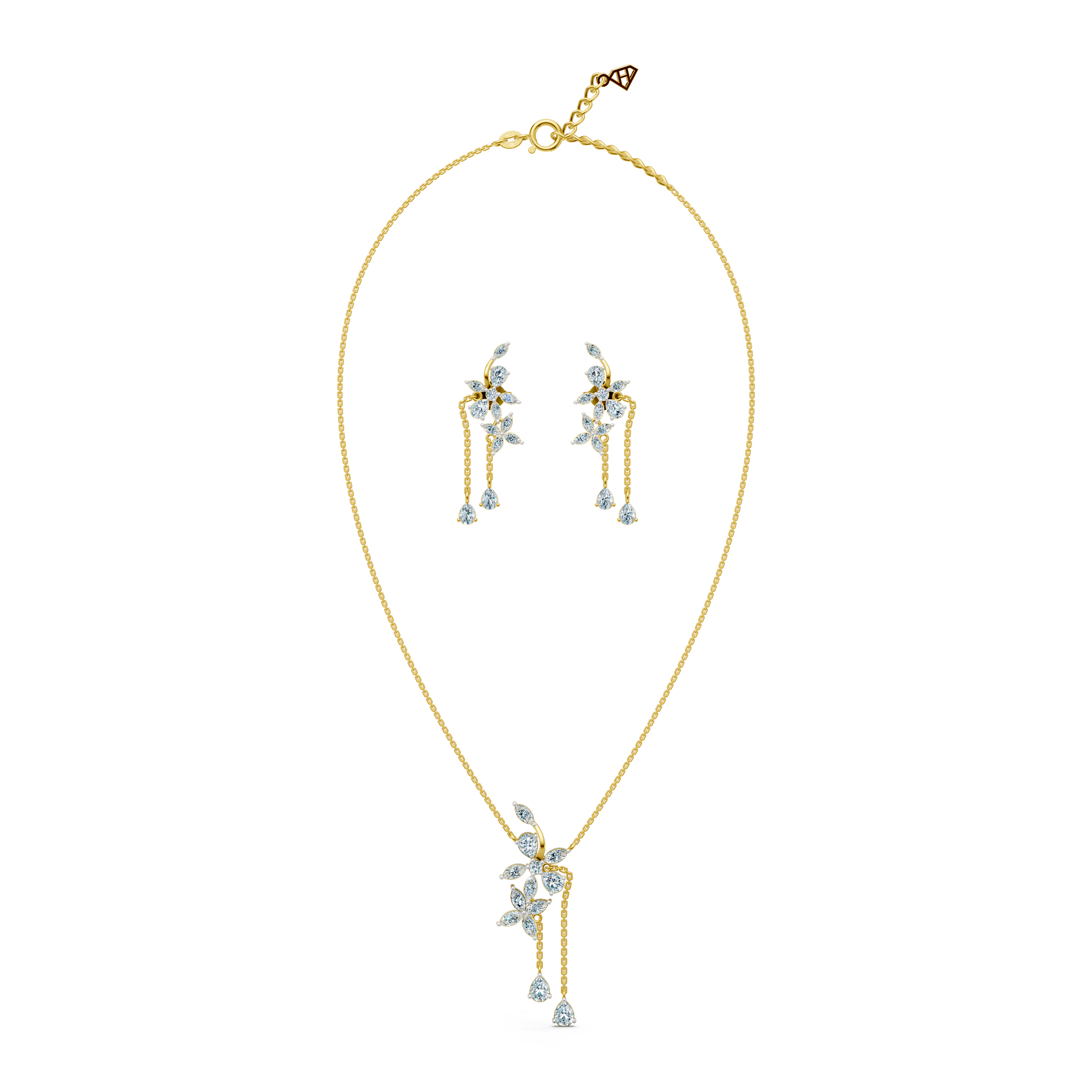 Diamond Pear Drops Flower Set