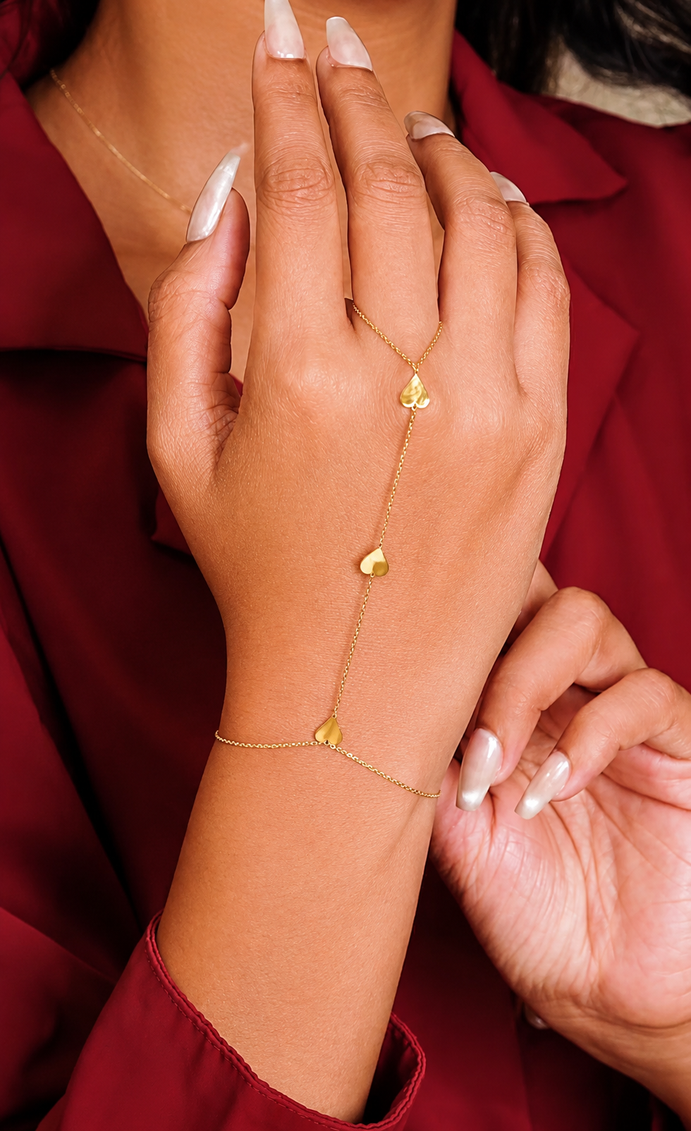 Hearts Ring Chain Bracelet