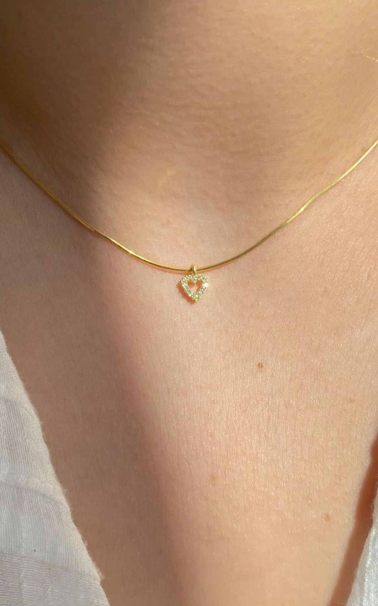 Mini diamantlinje hjerte halskæde