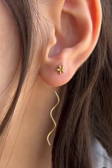 925Silver Flower Chain Earrings