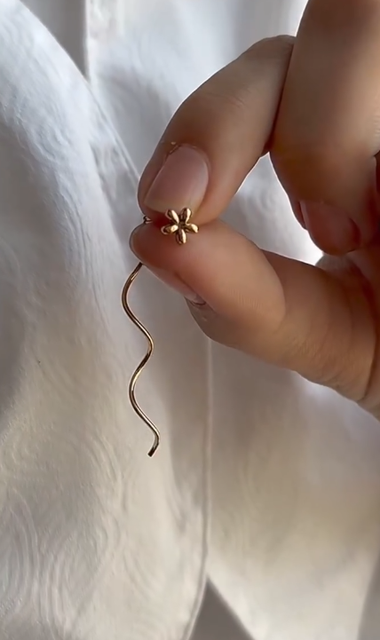 925Silver Flower Chain Earrings