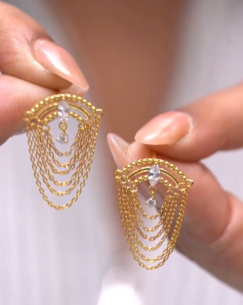 Egyptian Marquise Chain Earrings